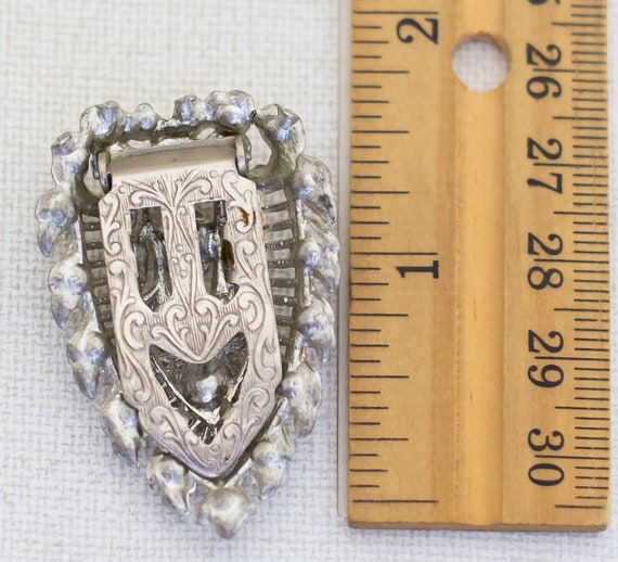 Vintage Silver Shield Rhinestone Clip - A16 - image 2