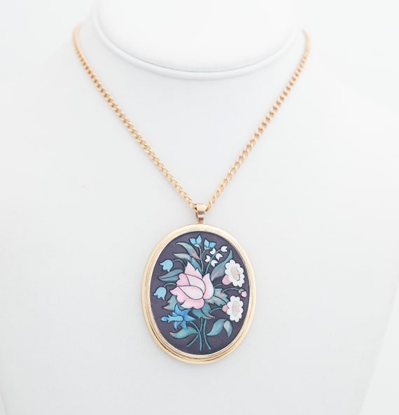 31" Necklace, Gold Necklace, Floral Necklace, Vin… - image 2