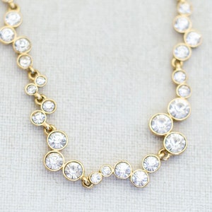 18 inch, Vintage Rhinestones Gold Tone Necklace by Anne Klein - i1