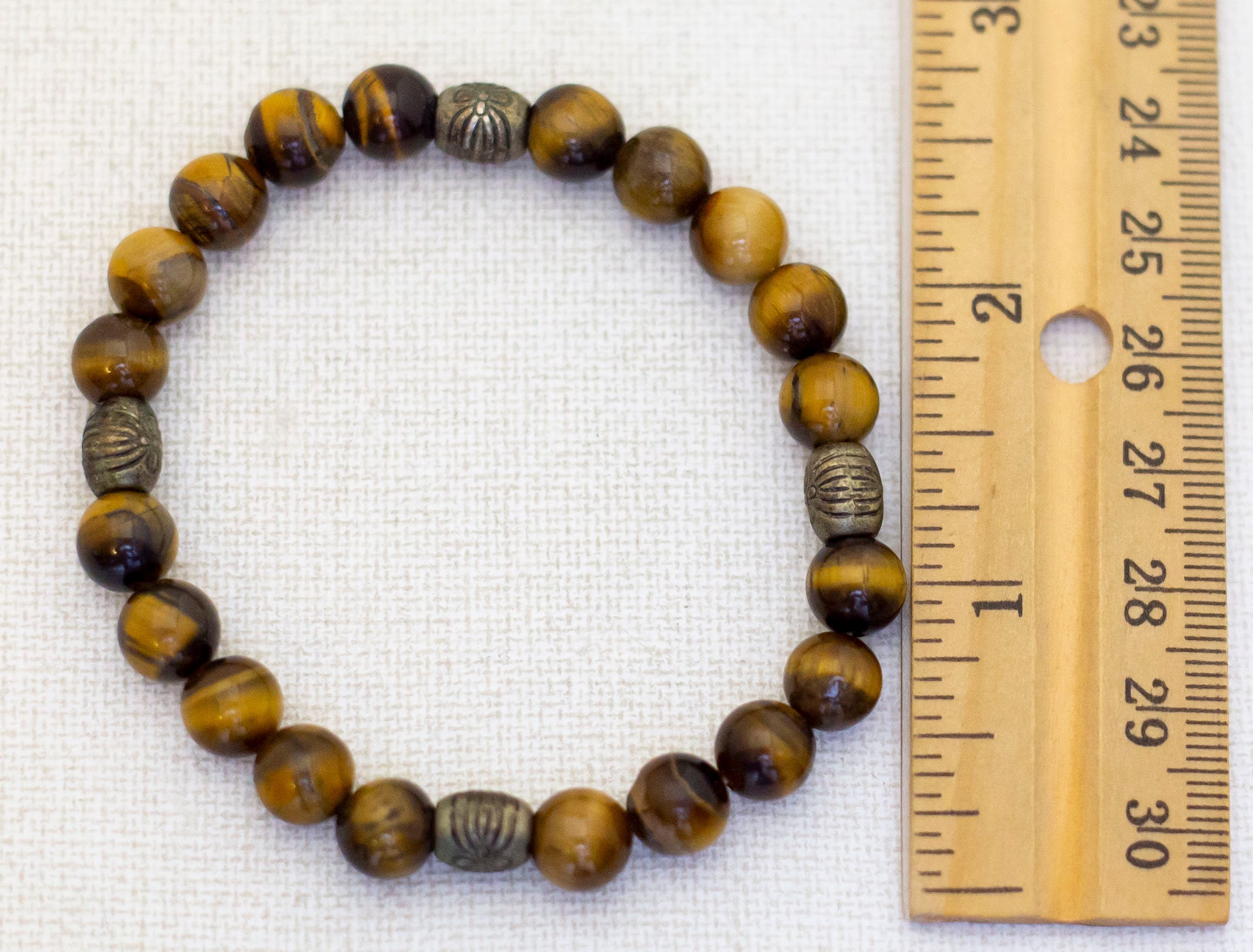 7 Inch, Vintage Tiger's Eye & Metal Beads Bohemian Beaded 7 Inch, Vintage Tiger's Eye & Metal Beads Bohemian Beaded