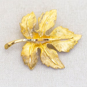 Vintage komplizierte Gold Ton Ahornblatt Elegante Brosche - M1