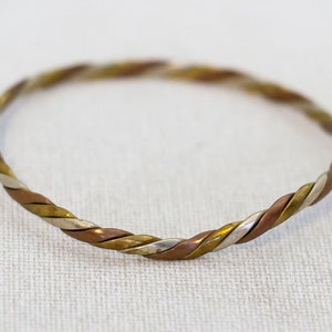 18 cm, Vintage Kupfer/Messing/Silber Ton Spiral Manschette Armband - AX9