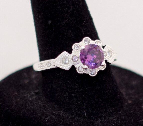 Size 7 3/4, Silver Ring, Avon Ring, Purple Ring, … - image 2