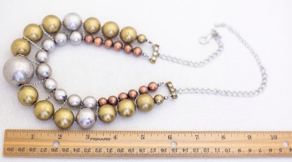 24 inch, Vintage Tri-tone Spherical Beads Bib Nec… - image 3