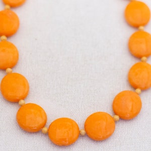 Vintage Orange Stones Elegant Beaded Necklace 18 inch - A22