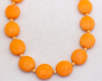 Vintage Orange Stones Elegant Beaded Necklace 18 inch - A22