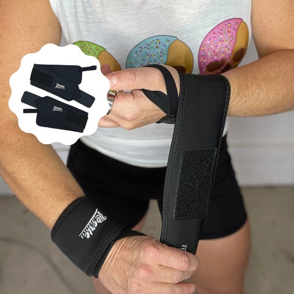 Black Wrist Wraps | Compression wrist support brace | For Weightlifting, Crossfit, powerlifting, fitness, gym training