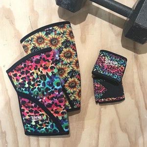Set Of Knee Sleeves And Wrist Wraps, Knee Sleeves For Weightlifting, Sports & Fitness, Lifting Wrist Wraps, Reversible Knee Sleeves, Support