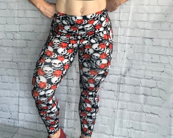 skull running tights