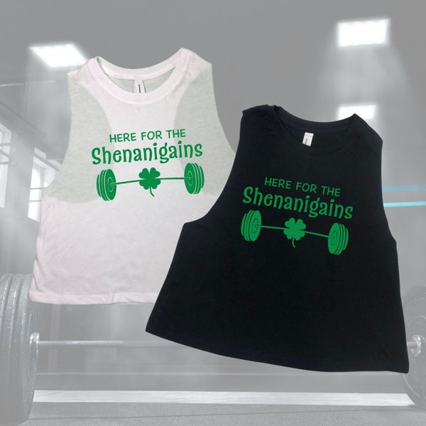 St Patricks crop top for women, gym workout tank for St Paddys Day