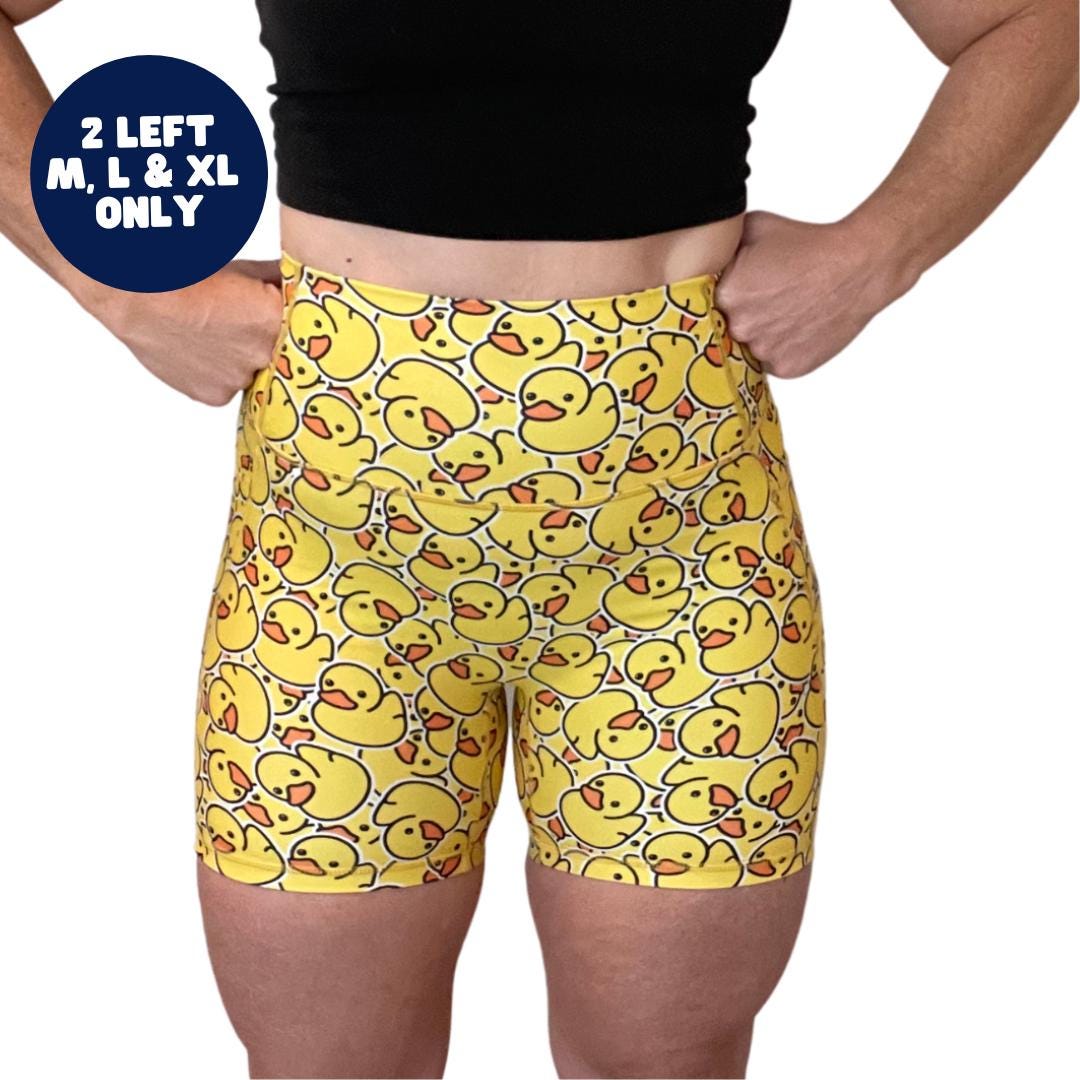 Rubber Duck High Waist Shorts: 5" Gym Workout Bike Shorts
