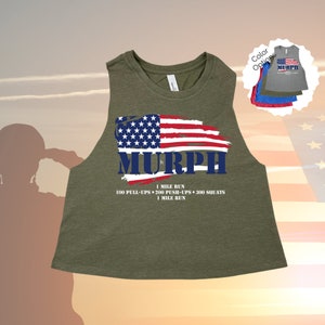 Murph Crop Top, USA Crop Tank, Gym Workout Tank, 4th Of July Shirt, Sports & Fitness, Military Top, CrossFit Challenge, Patriotic Top