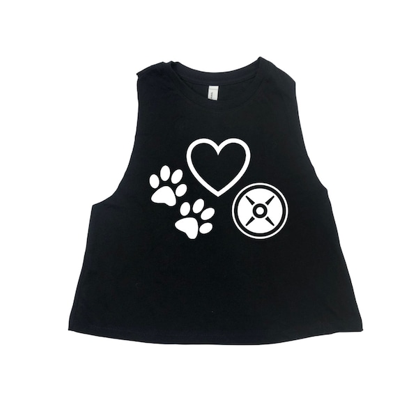 Love dogs & weights women's crop tank perfect for weightlifters