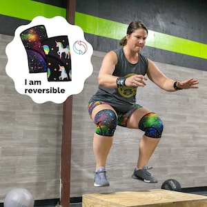 Reversible 5mm Knee Sleeves: Unicorn & Galaxy Weightlifting Knee Support