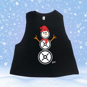 Christmas Workout Tank, Snowman Crop, Holiday Gym Top, Holiday Workout, Weightlifting Tank, Christmas Crossfit, Lifting Top, Activewear