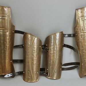 Gothic Leg Guard Bracer Armor Set Medieval Knight Crusader Spartan 18GA Steel~forearms~shin guards