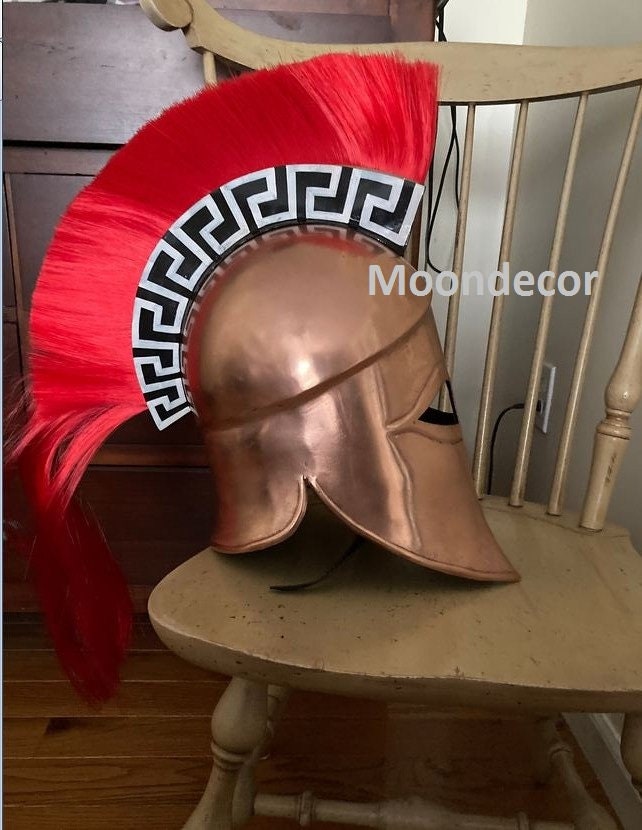 Accessoires Hoeden & petten Helmen Militaire helmen Koper gecoat 18 guauge staal middeleeuwse Griekse Korinthische helm met rode pluim 