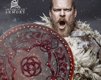 Viking Shield - Hand Carved Real Viking Shield Viking Shield Wood Battle Ready Wooden Viking Shield Vikings Gifts Ragnar Lothbrok Shield