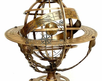 Full Size 18'' Brass Armillary Astro Globe Celestial Globe Lion Pillars Handicraft