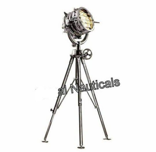 Heavy Big Chrome Nautical Spot Light Floor Lamp Restoration Etsy