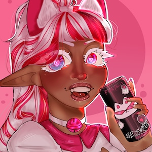Pink Cat Girl Maid, original print original character | 8.5 x 11 |
