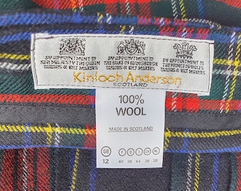 Kilt classique écossais vintage pour femme, jupe à carreaux, KINLOCH ANDERSON, taille S, M