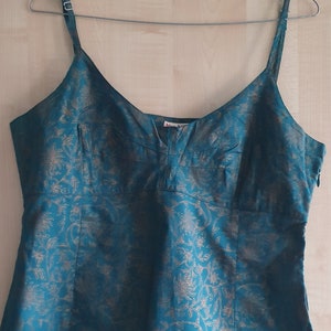 Vintage Top, Noa Noa, Cotton T-Shirt, Size L, Green Top, Copper Flowers (B1)