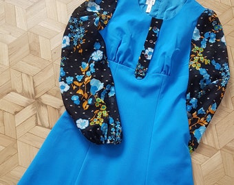 Vintage 60s Dress, Diolen LOFT, Chiffon, Mini Dress, Twiggy