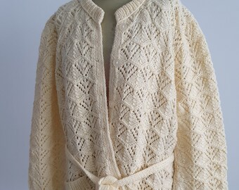 Austrian wool sweater, handmade, azure, oversize, size M L (Sw2)