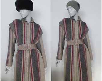 SÄLLSYNT! vintage norsk långrock, Anne Jo, Berger Pledd, 100% ull, pastell, boho, etno, folk, 80-tal