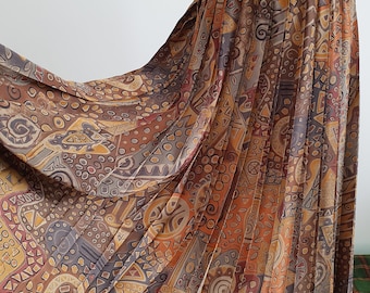 Vintage Louis Feraud Skirt, Pleated, Psychedelic, Size D-42, UK-16, US-12, F-44