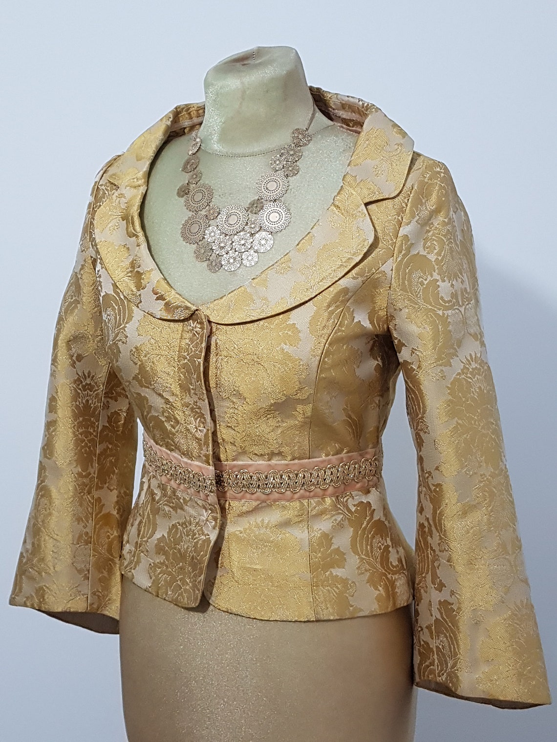 Veste vintage brocart or jacquard soie victorienne baroque a | Etsy