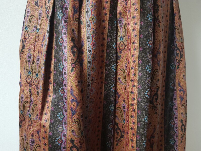 Vintage Boho Cotton Ethno Satin Skirt Austrian Bavaria Tyrol Oktoberfest XS S drindl trachten, (S3) image 4