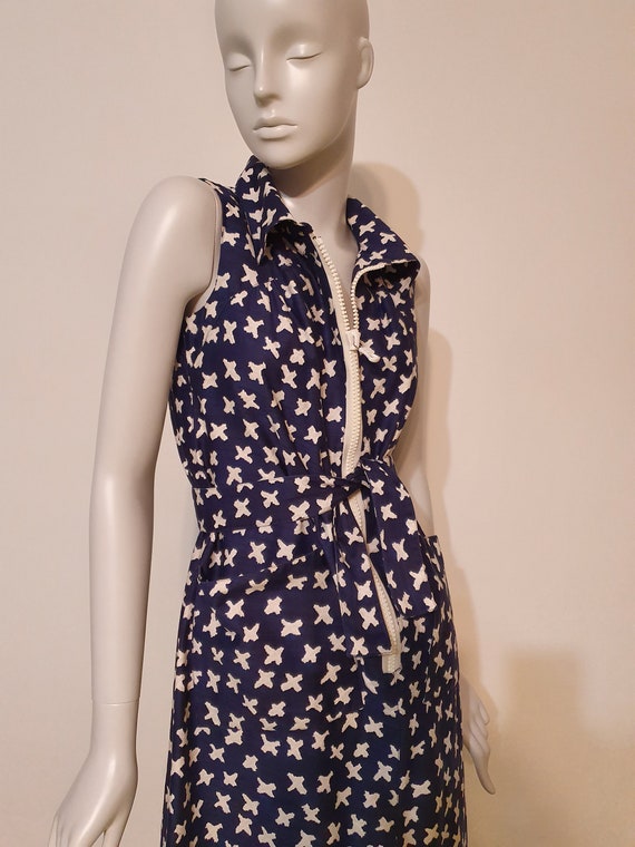 Rare, vintage 1970, COURREGES Paris, navy blue dr… - image 9