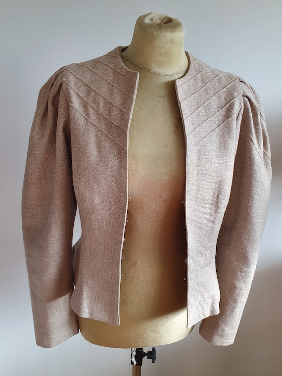 Vintage natural linen jacket, kurta, outfit, puff… - image 2