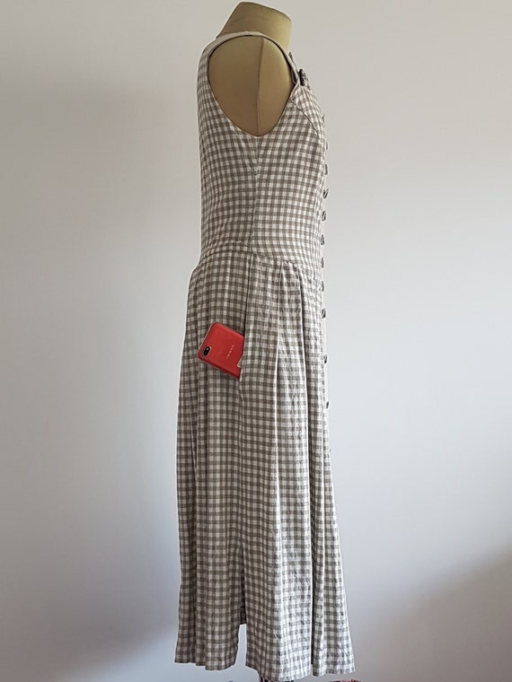 Vintage Austrian Dress, drindl Beige Linen Countr… - image 5