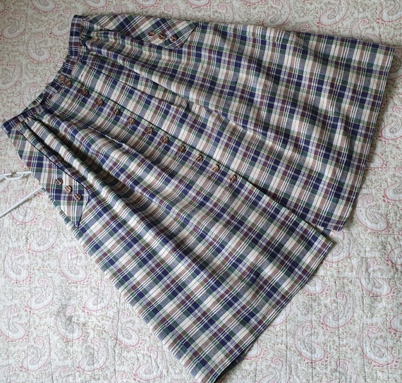 Vintage Eger, silk skirt, check, drindl, trachten… - image 1