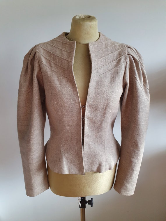 Vintage natural linen jacket, kurta, outfit, puff… - image 1