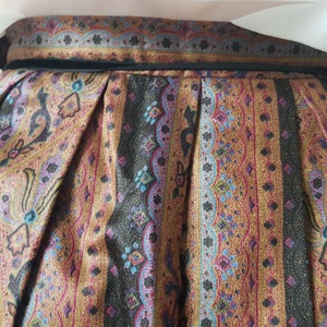 Vintage Boho Cotton Ethno Satin Skirt Austrian Bavaria Tyrol Oktoberfest XS S drindl trachten, (S3) image 6