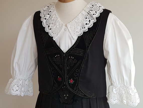 Vintage set skirt / wool/ embroidery / beads /Per… - image 6
