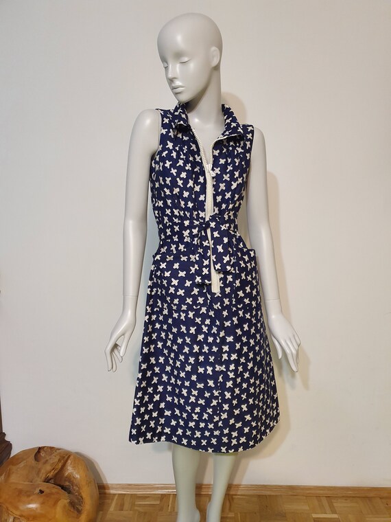 Rare, vintage 1970, COURREGES Paris, navy blue dr… - image 8