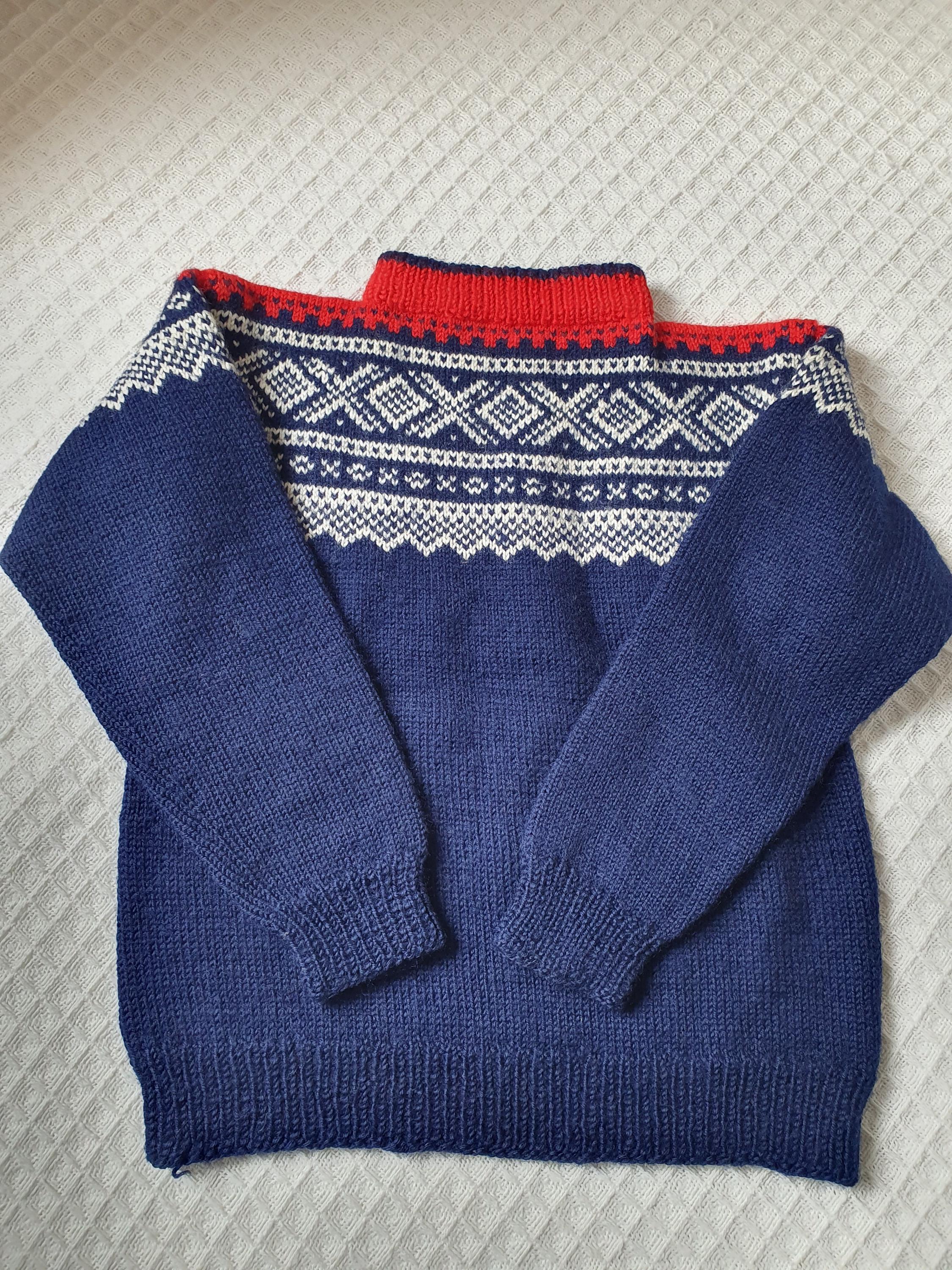 Vintage Traditional Norwegian Handmade Sweater Warm Wool Sweater Kids Kids Youth Boys Girls (V16/2)