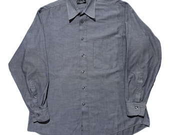 Camicia vintage Christian Dior Le Chemise da uomo, taglia 16 32/33, grigia, USA, anni '90