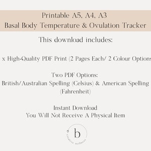 Printable Basal Body Temperature &amp; Ovulation / Fertility / Pregnancy ...