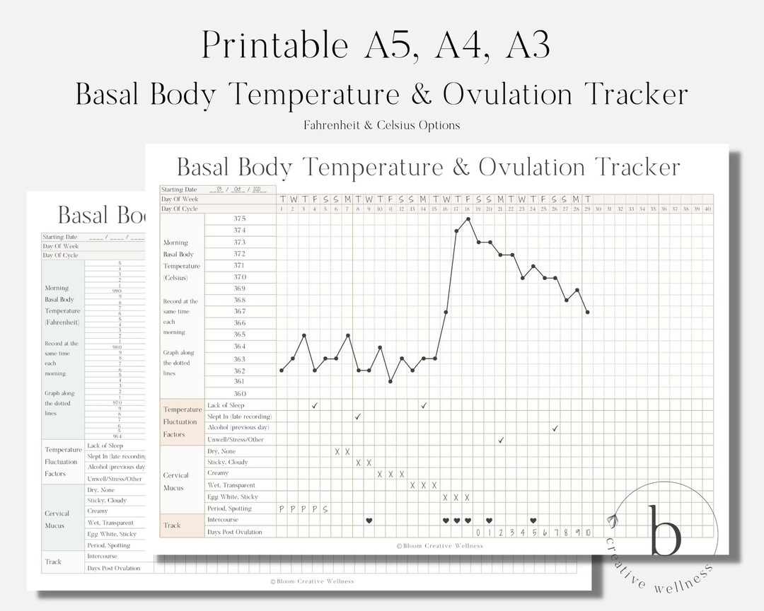 Printable Basal Body Temperature & Ovulation / Fertility / Pregnancy