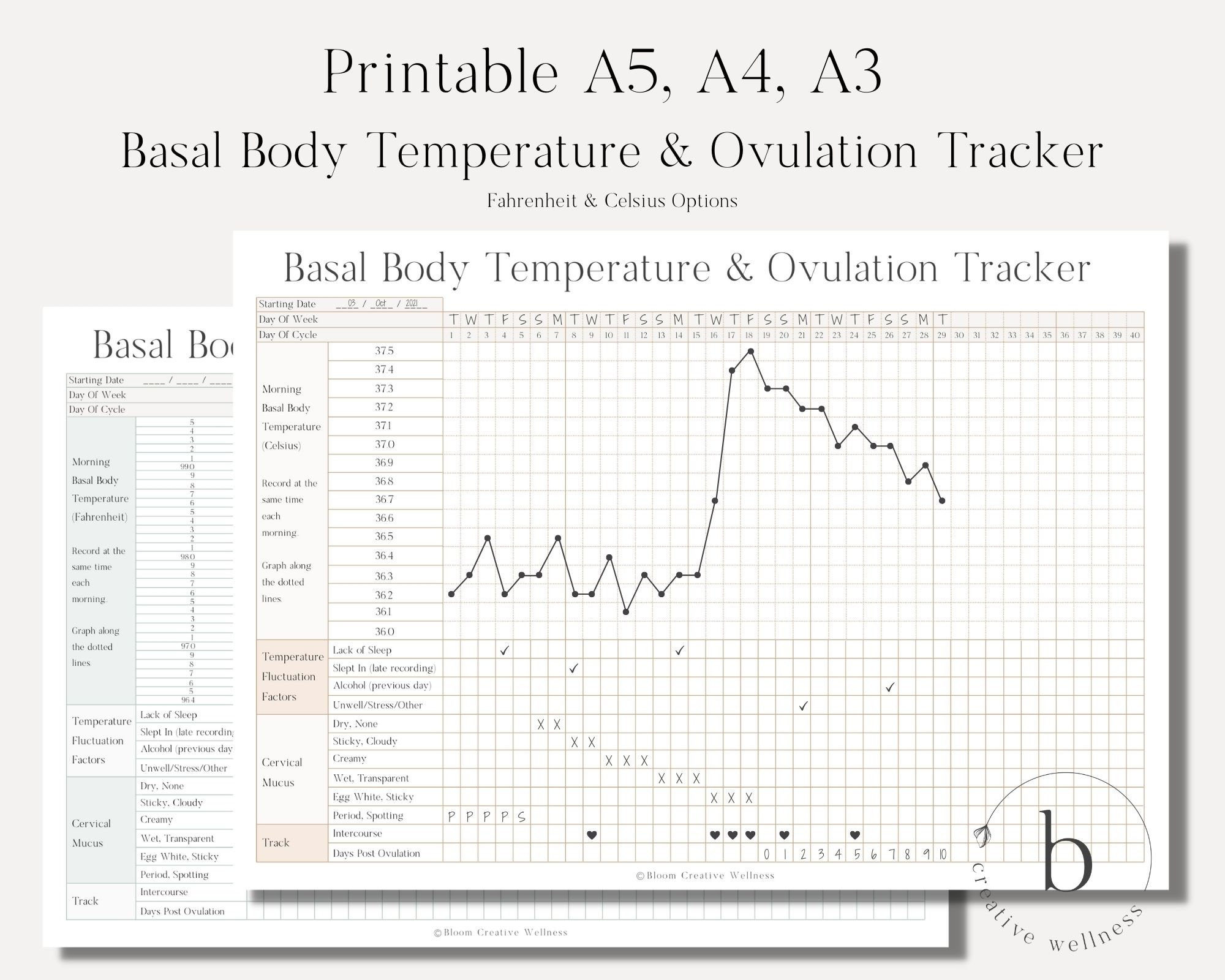 Printable Basal Body Temperature & Ovulation / Fertility / Pregnancy