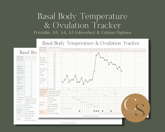 Printable Basal Body Temperature & Ovulation / Fertility / Pregnancy / Period Tracker Digital Download PDF