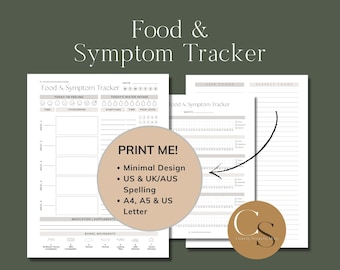 Printable Food & Symptom Tracker | Digital Food Sensitivity, Intolerance, Allergy, IBS Diary, Mindful Eating, Bowel Movement Tracker PDF