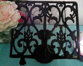 GORGEOUS METAL BOOK holder Weighed strands for pinning pages. Sheet music. Cook cooking literature manuscript Victorian Nouveau bible poetry