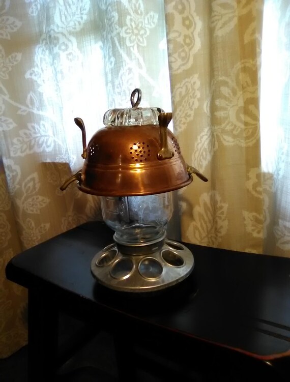 Vintage Copper Strainer Bird Feeder With Ball Mason Jar And Etsy